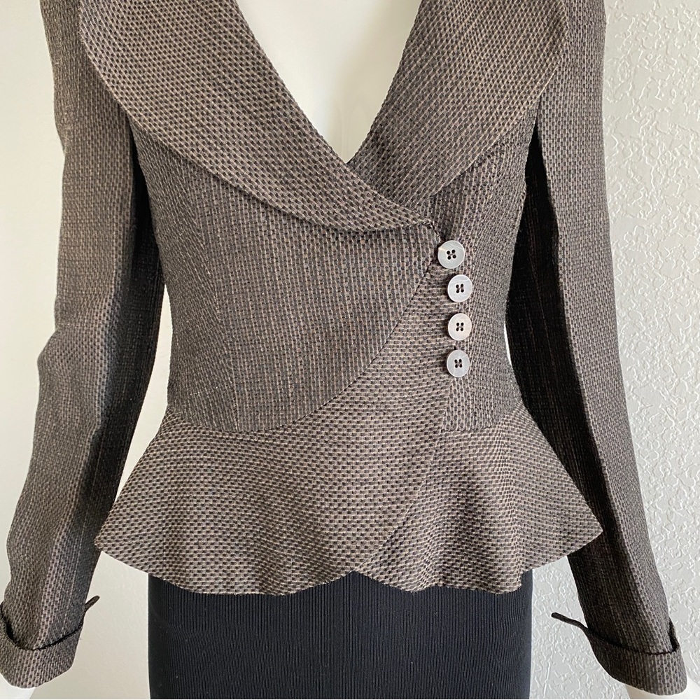 Armani collection asymmetrical brown blazer - Picture 3 of 11